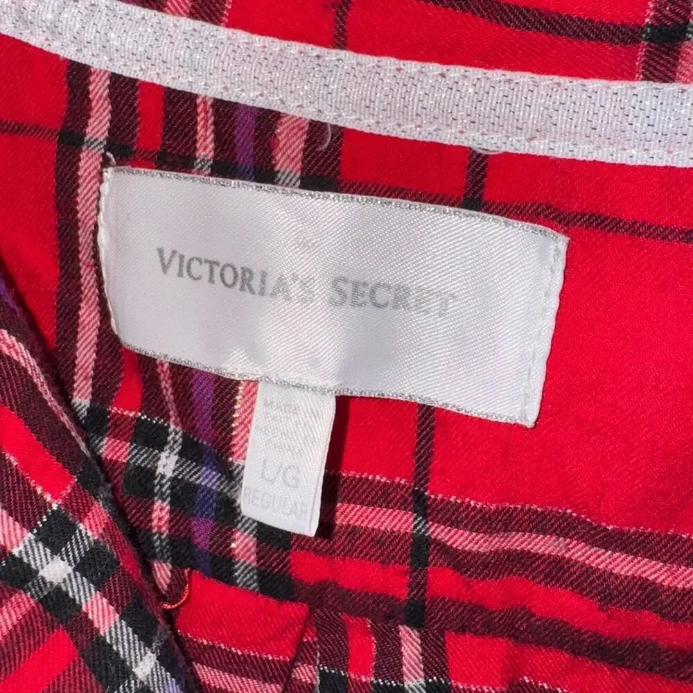 Victoria’s Secret Red Plaid Pom Pajama Set Size L